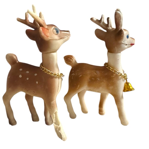 Vintage Christmas Figurine Japan Reindeer 
Blue Eyes, Soft Plastic, Swivel Head - Picture 4 of 11